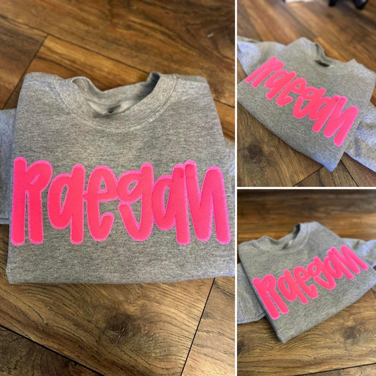 Puff & Glitter Name sweatshirts - Whimzy