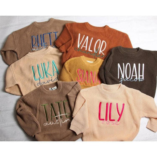 Double Name Embroidery Personalized Sweater - WS