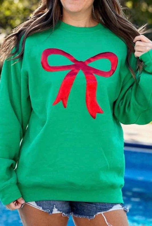 Bow Metallic Puff Sweatshirts