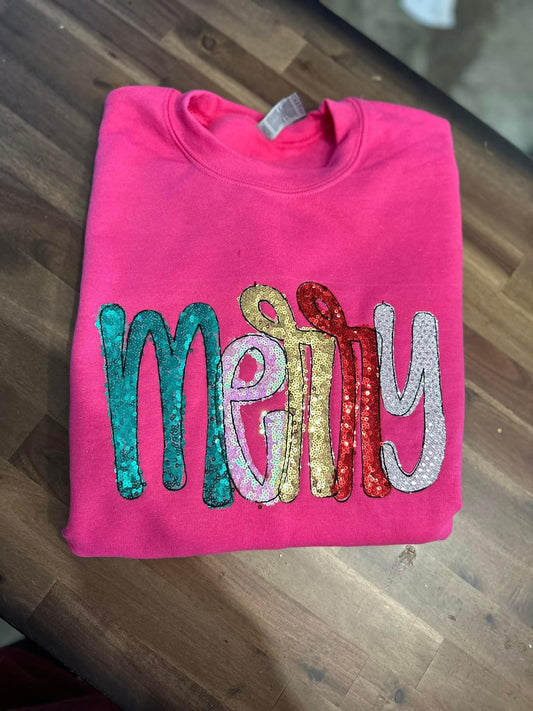 Merry sequin applique sweatshirts - WS