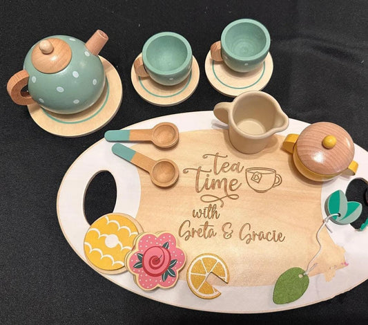 Wooden Tea Set for Little Girls