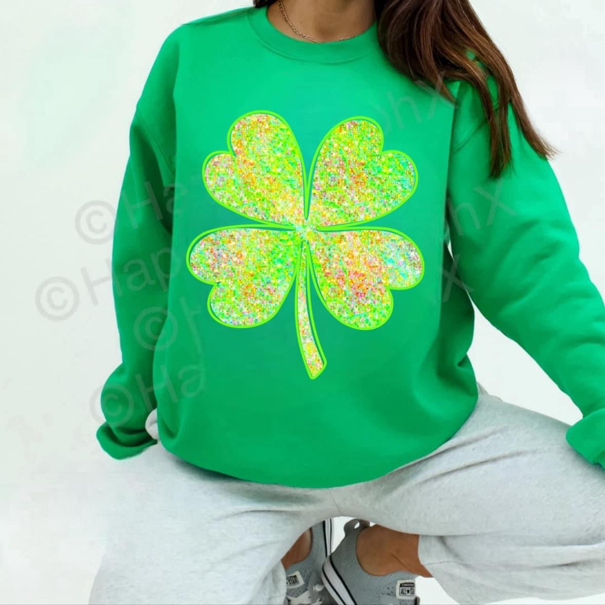 Glitter Shamrock Tshirts - Adult