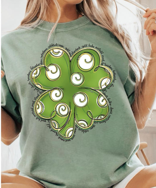 St Patrick Swirly Clover Tees - Adult