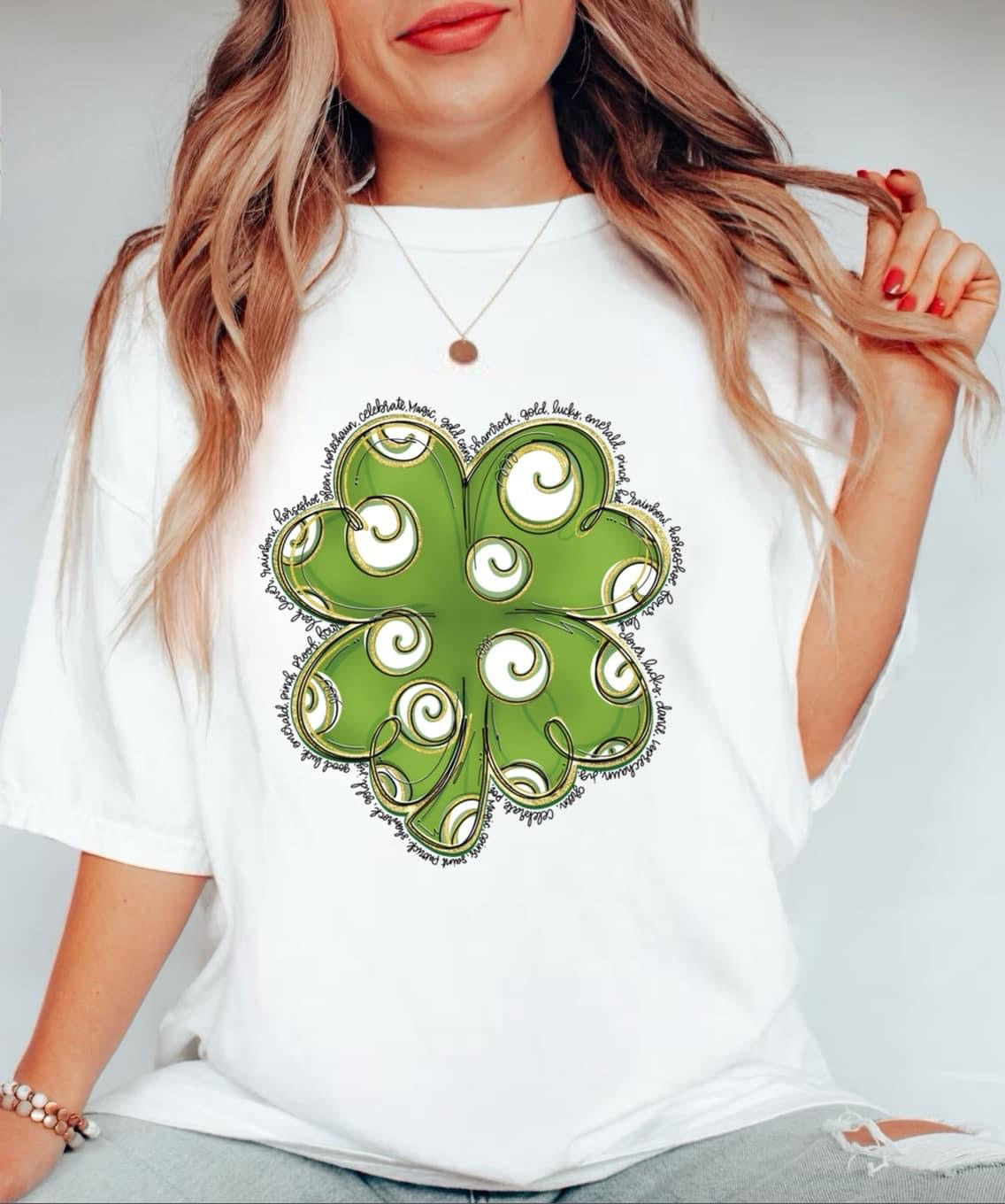 St Patrick Swirly Clover Tees - Adult